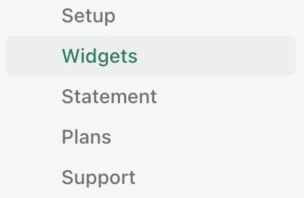 Select Widget to go to the Widgets page